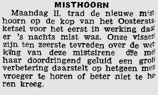 pers - misthoorn in werking jaar 1949